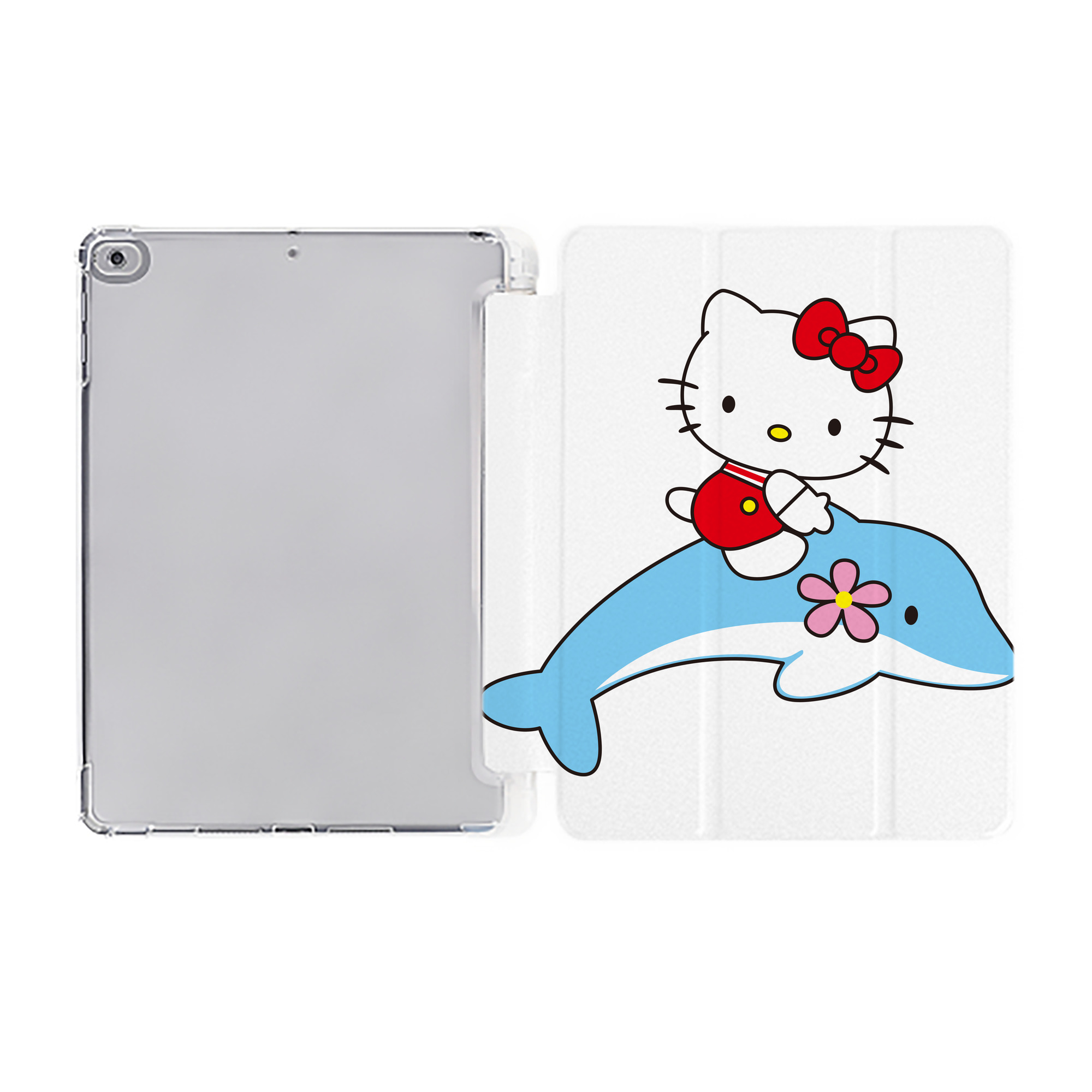（画像用） Hello Kitty ハローキティ IPad ケース ペン収納付き 三つ折りスタンド PUレザー×シリコン 対応機種9.5/10.5/10.9インチ